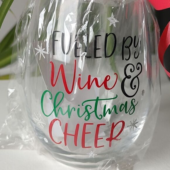 Brand New Custom Made Festive‎ Clear Giftable Stemless Wine Glass - Picture 3 of 4